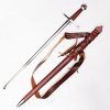 Handmade Medieval Sword Spring Steel Full Tang Blade Assembly Professional for Battle-Wood Sheath Wrapped with Real Leather